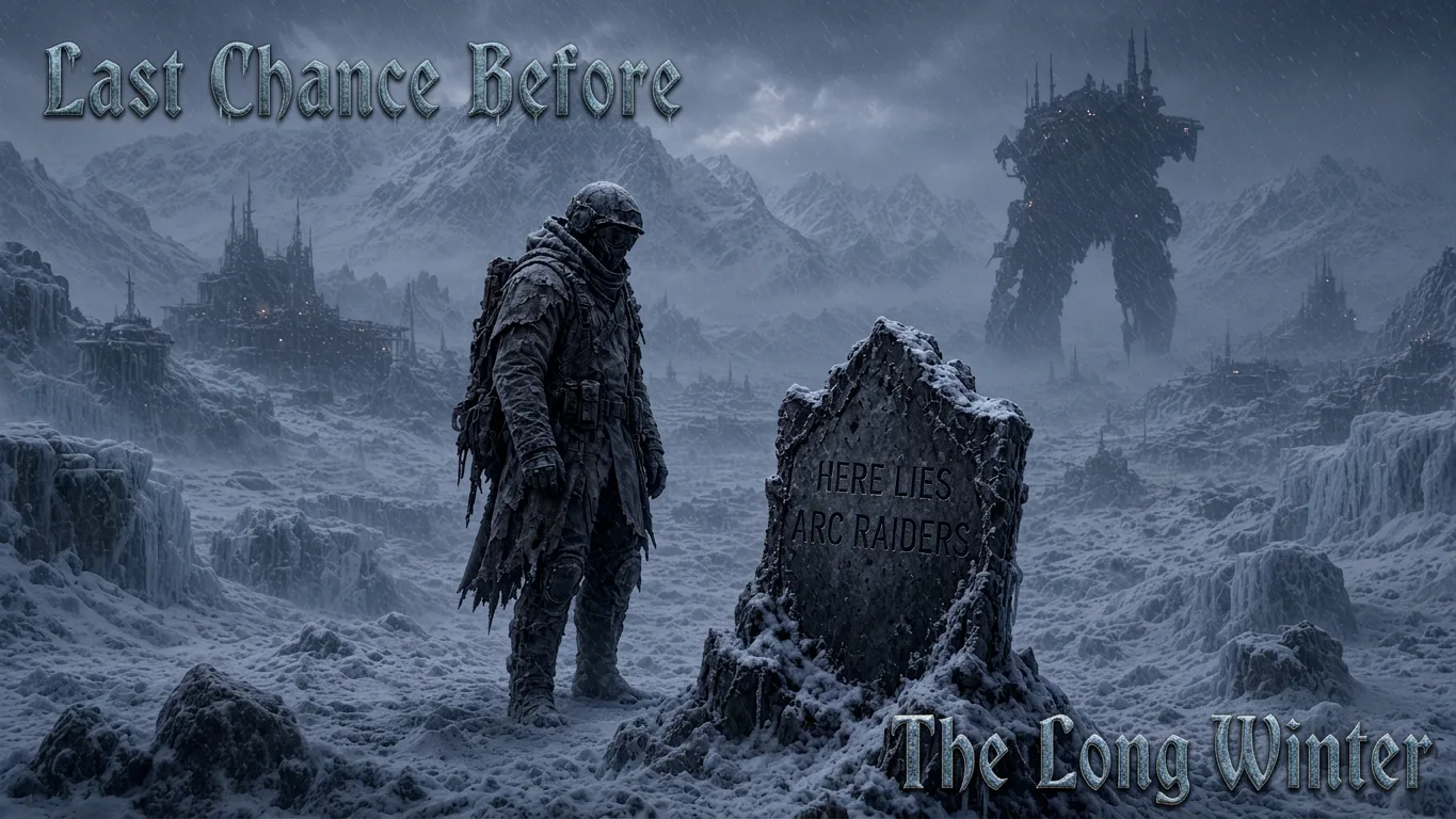 Last Chance Before The Long Winter — raider at a snow-covered grave marked Here Lies Arc Raiders